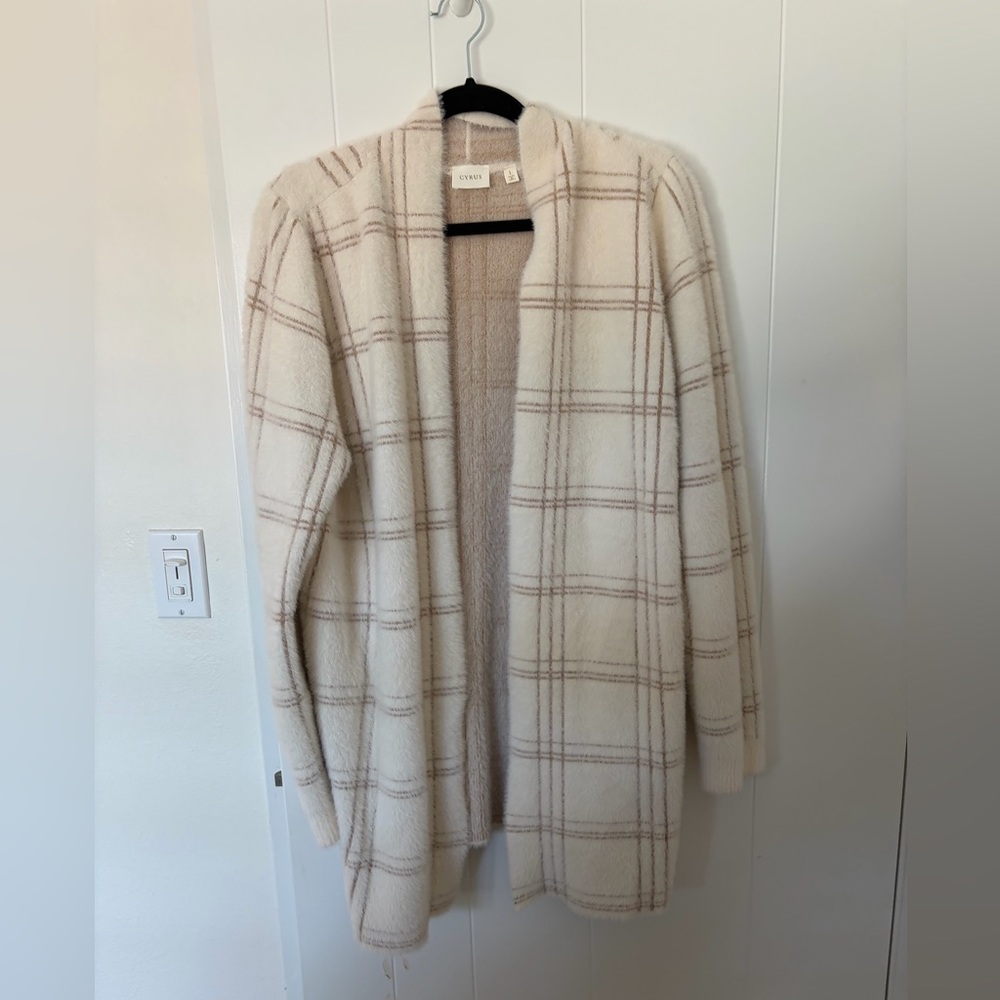Soft Cream Plaid Women's Cardigan